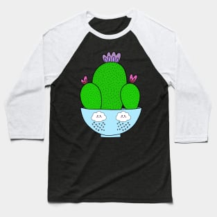 Cute Cactus Design #173: Cacti Bunch In A Cute Bowl With Rain Clouds Baseball T-Shirt